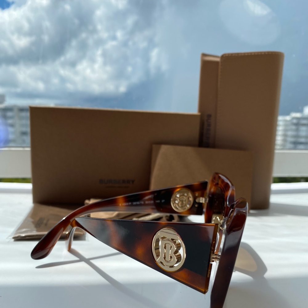 New  - Burberry Havana Brown New Be4344 3316/13 Women 4344 Sunglasses - Picture 12 of 14